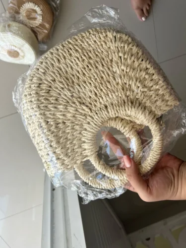Handwoven Straw Rattan Half-Moon Handbag photo review
