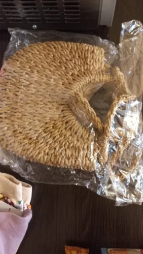 Handwoven Straw Rattan Half-Moon Handbag photo review