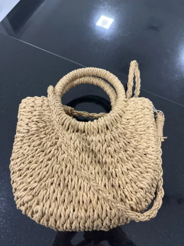 Handwoven Straw Rattan Half-Moon Handbag photo review
