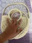 Handwoven Straw Rattan Half-Moon Handbag photo review