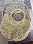 Handwoven Straw Rattan Half-Moon Handbag photo review