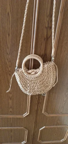 Handwoven Straw Rattan Half-Moon Handbag photo review