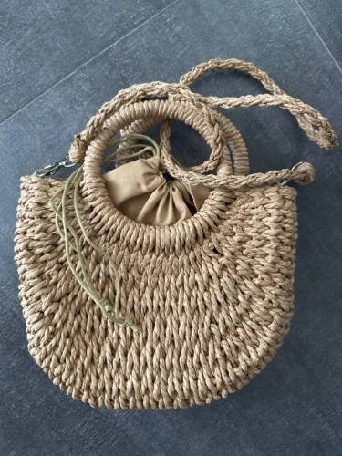 Handwoven Straw Rattan Half-Moon Handbag photo review