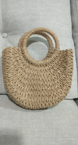 Handwoven Straw Rattan Half-Moon Handbag photo review