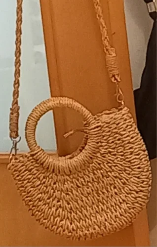 Handwoven Straw Rattan Half-Moon Handbag photo review