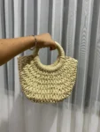 Handwoven Straw Rattan Half-Moon Handbag photo review