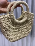 Handwoven Straw Rattan Half-Moon Handbag photo review