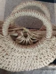 Handwoven Straw Rattan Half-Moon Handbag photo review
