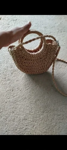 Handwoven Straw Rattan Half-Moon Handbag photo review