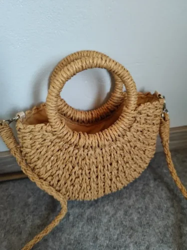 Handwoven Straw Rattan Half-Moon Handbag photo review