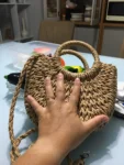 Handwoven Straw Rattan Half-Moon Handbag photo review