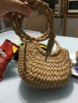 Handwoven Straw Rattan Half-Moon Handbag photo review