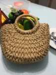 Handwoven Straw Rattan Half-Moon Handbag photo review
